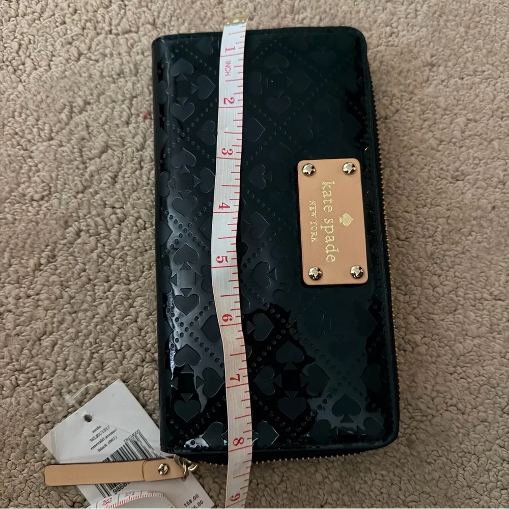 Kate Spade Black Patent Wallet with Gold Accents